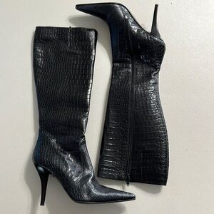 Via Spiga | boots | leather crocs embossed knee high | black size 7